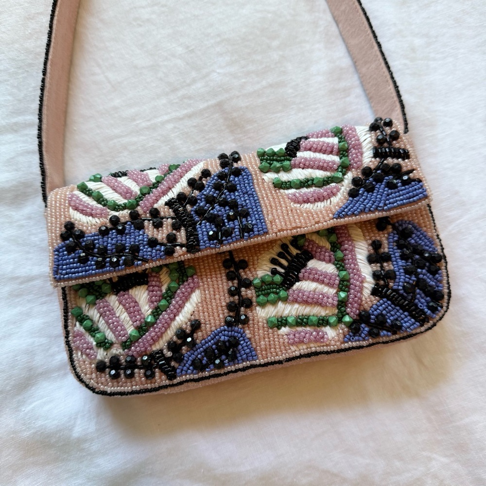 NWOT Anthropologie Maeve Fiona Beaded Bag Bloom